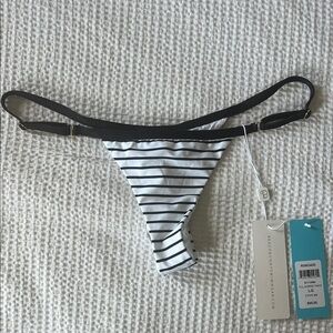 Beach Bunny Black and White Striped Bikini Bottom